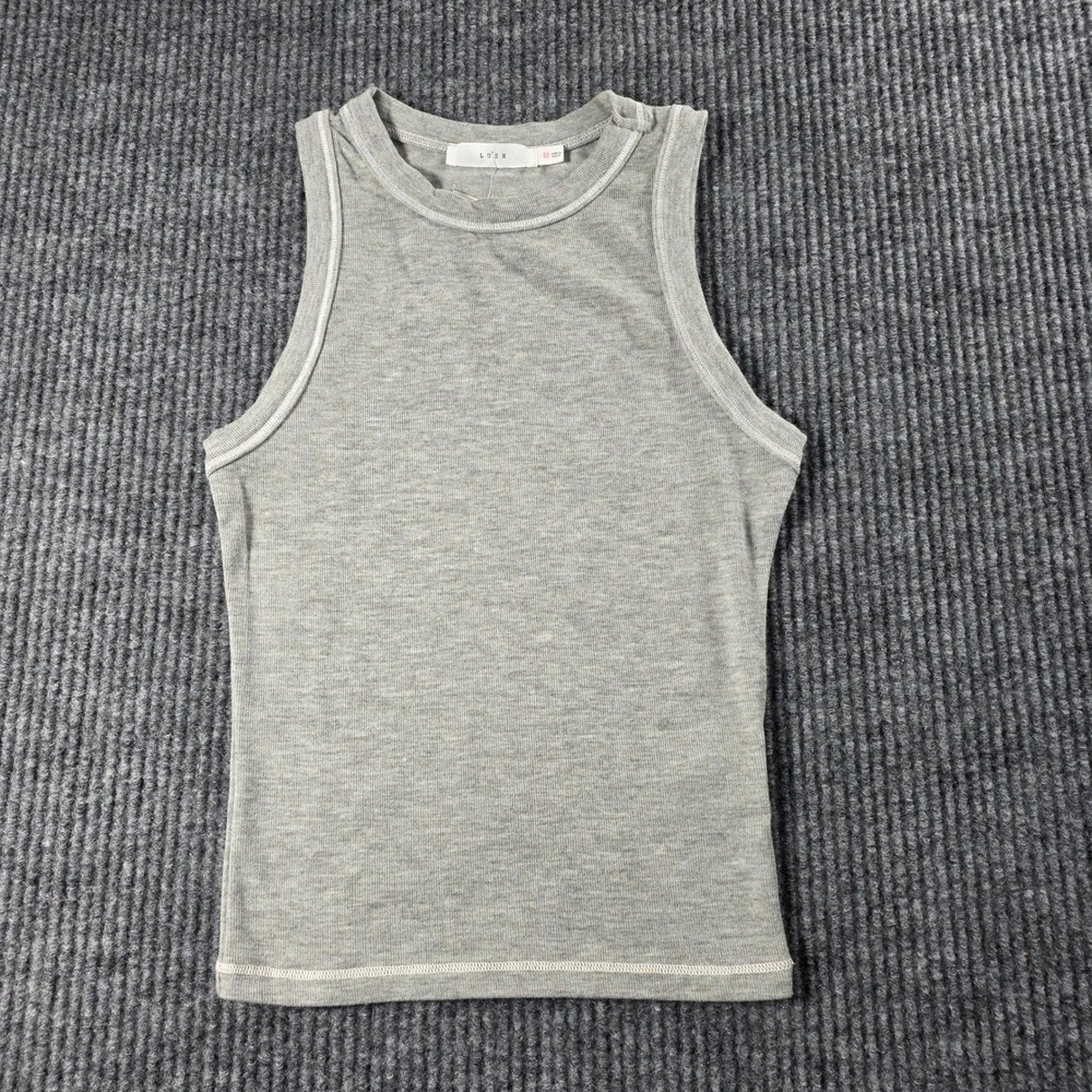 Lush Womens Heather Gray Ribbed High Neck Tank Top Sleeveless Size XS